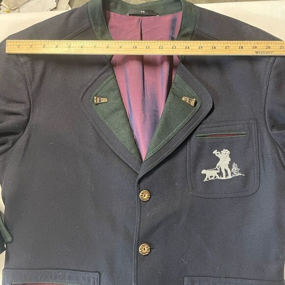 Vintage Classic Austrian Jacket Men's 48 Wool Tyrolean Traditional Folk Bavarian - Picture 11 of 12